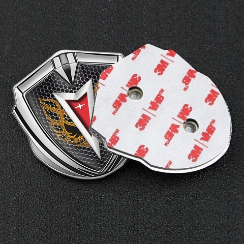 Pontiac Emblem Silicon Badge Silver Dark Mesh Copper Firebird Wings