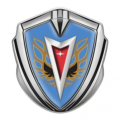 Pontiac Metal Domed Emblem Silver Blue Base Copper Firebird Wings