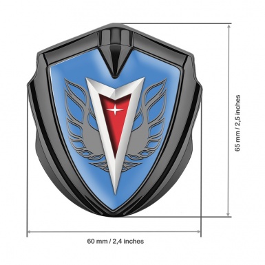 Pontiac Badge Self Adhesive Graphite Blue Base Grey Firebird Wings