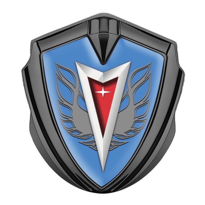 Pontiac Badge Self Adhesive Graphite Blue Base Grey Firebird Wings