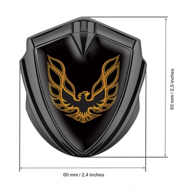 Pontiac Emblem Fender Badge Graphite Black Base Copper Firebird Logo