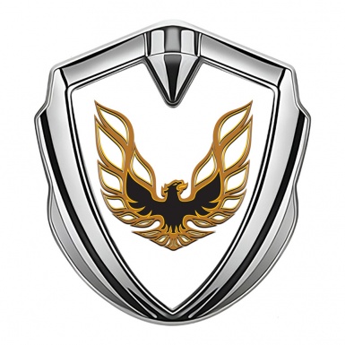 Pontiac Fender Emblem Badge Silver White Base Copper Firebird Logo