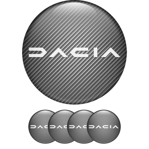Dacia Silicone Stickers Wheel Center White Logo Carbon