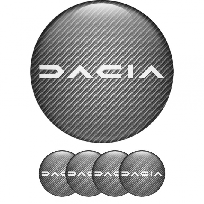 Dacia Silicone Stickers Wheel Center White Logo Carbon
