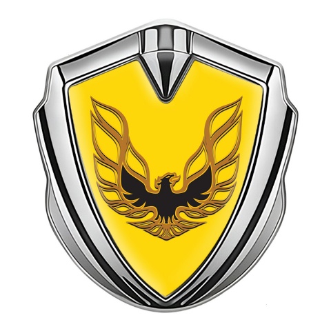 Pontiac Firebird Emblem Self Adhesive Silver Yellow Base Copper Logo