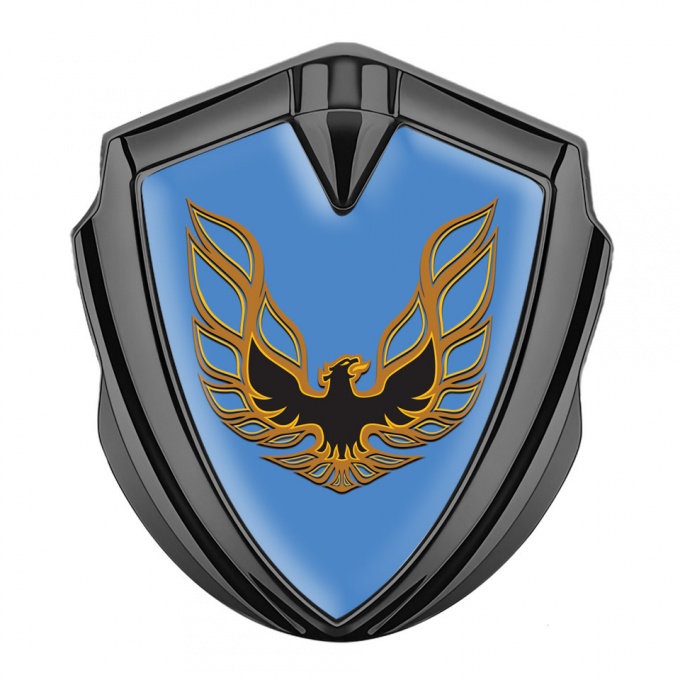 Pontiac Firebird Emblem Ornament Badge Graphite Blue Base Copper Logo