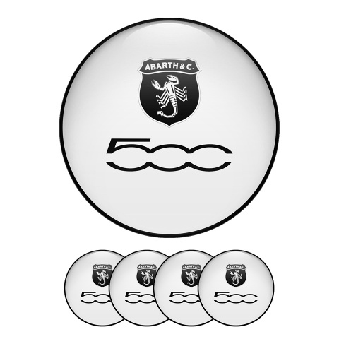 Fiat Abarth 500 Center Hub Dome Stickers  Light Gray 