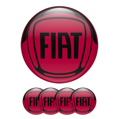 Fiat Silicone Stickers Center Caps Red Black