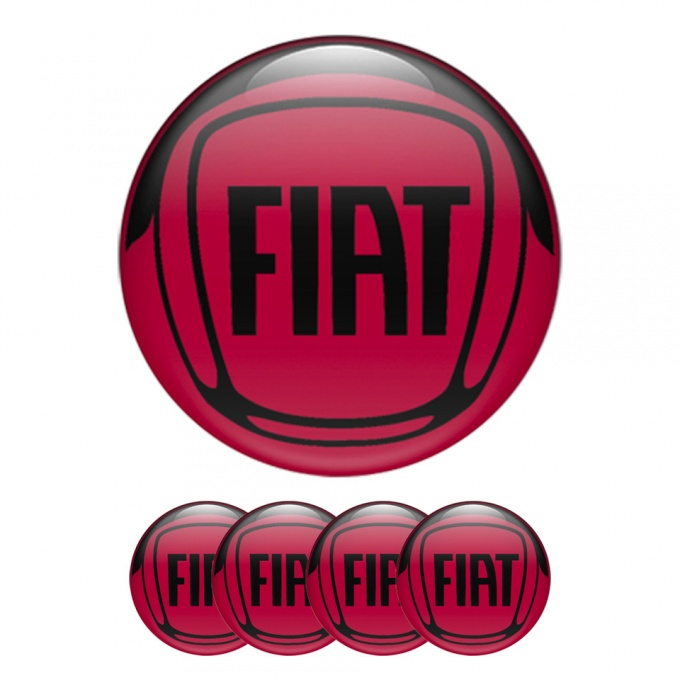 Fiat Silicone Stickers Center Caps Red Black