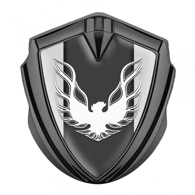 Pontiac Firebird Emblem Trunk Badge Graphite Grey Base White Logo