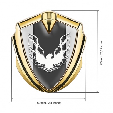 Pontiac Firebird Emblem Trunk Badge Gold Grey Base White Logo