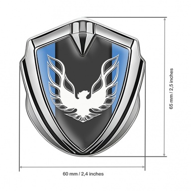 Pontiac Firebird Emblem Self Adhesive Silver Glacial Blue White Logo