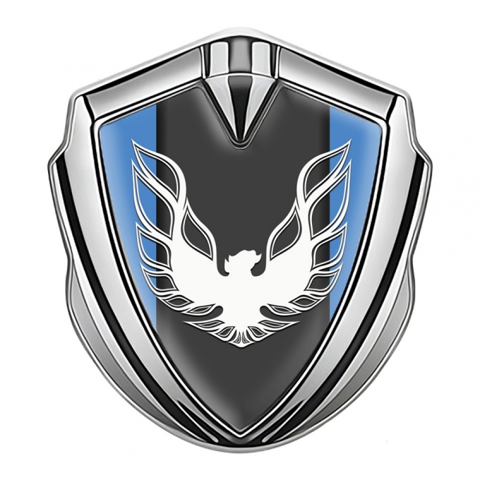 Pontiac Firebird Emblem Self Adhesive Silver Glacial Blue White Logo