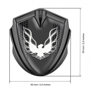 Pontiac Firebird Metal Emblem Badge Graphite Dark Mesh Frame White Logo
