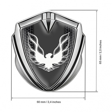 Pontiac Firebird Metal Emblem Badge Silver Dark Mesh Frame White Logo