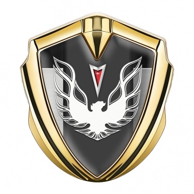 Pontiac Firebird Domed Emblem Badge Gold Metal Sheet White Red Logo