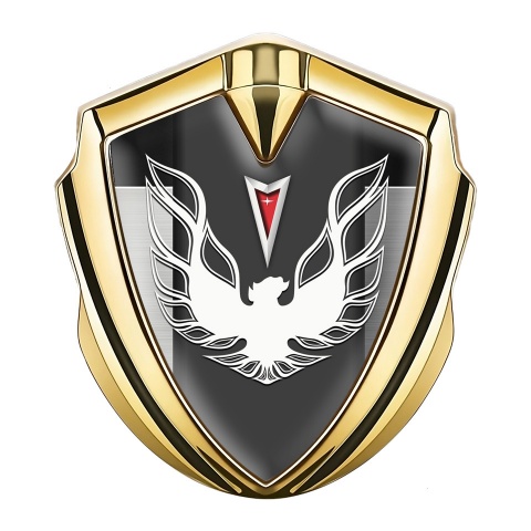 Pontiac Firebird Domed Emblem Badge Gold Metal Sheet White Red Logo