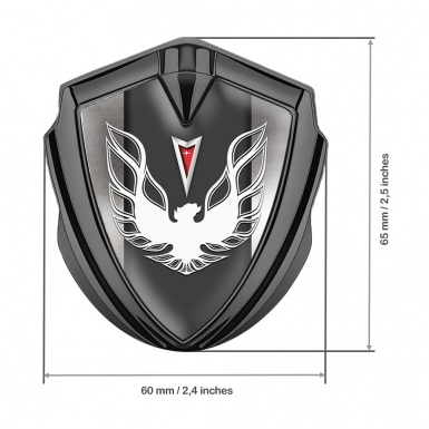 Pontiac Firebird Bodyside Emblem Graphite Polished Frame White Red Logo