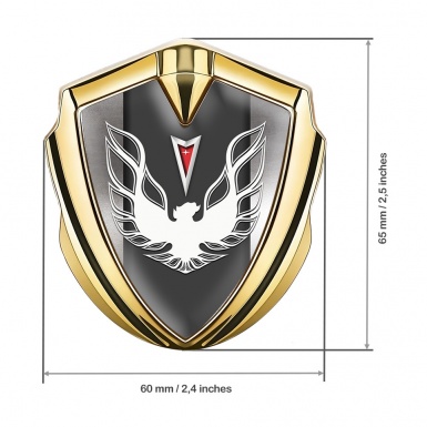 Pontiac Firebird Bodyside Emblem Gold Polished Frame White Red Logo