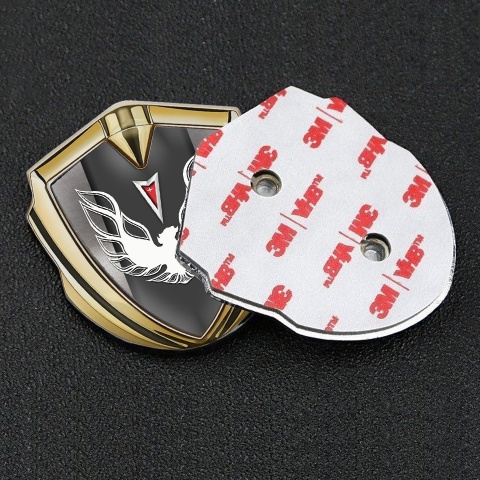Pontiac Firebird Bodyside Emblem Gold Polished Frame White Red Logo