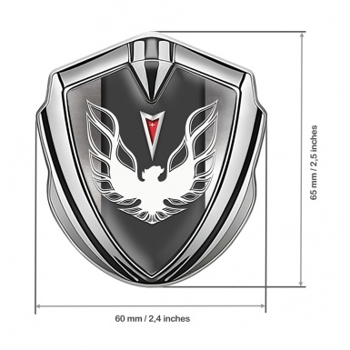Pontiac Firebird Bodyside Emblem Silver Polished Frame White Red Logo