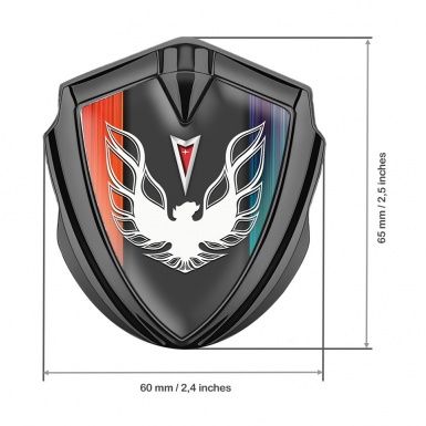 Pontiac Firebird Emblem Metal Badge Graphite Color Frame White Red Logo