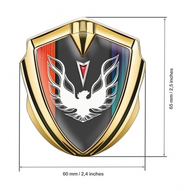 Pontiac Firebird Emblem Metal Badge Gold Color Frame White Red Logo