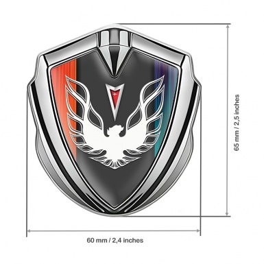 Pontiac Firebird Emblem Metal Badge Silver Color Frame White Red Logo