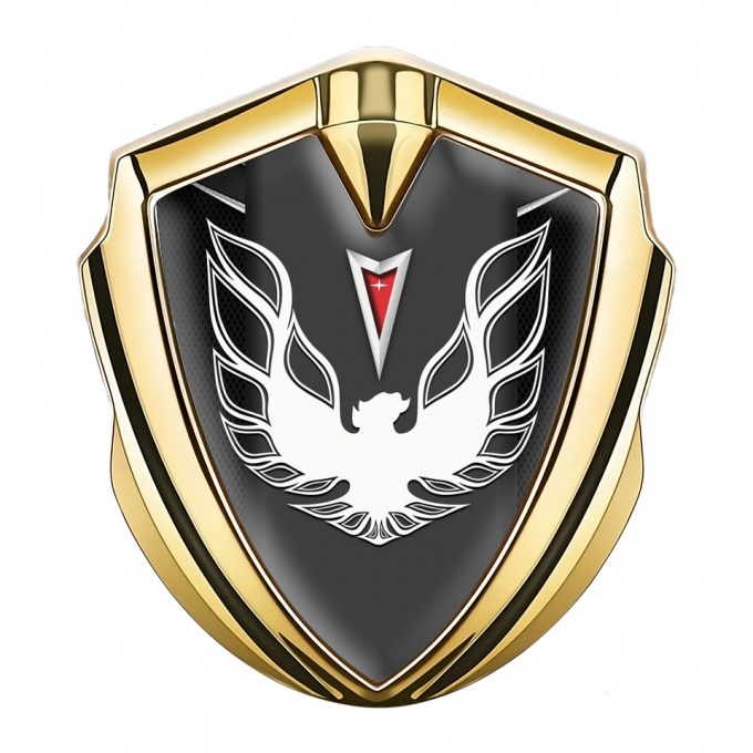 Pontiac Firebird 3d Emblem Badge Gold Dark Fishnet White Red Logo
