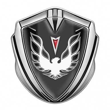 Pontiac Firebird 3d Emblem Badge Silver Dark Fishnet White Red Logo