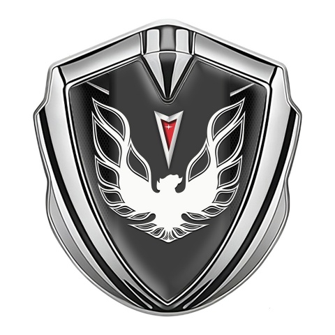 Pontiac Firebird 3d Emblem Badge Silver Dark Fishnet White Red Logo
