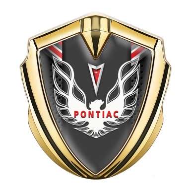 Pontiac Firebird Emblem Car Badge Gold Red Elements White Red Logo
