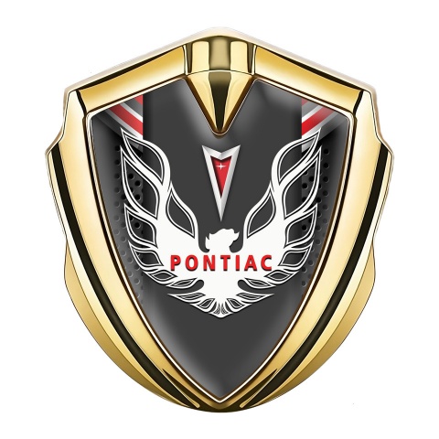 Pontiac Firebird Emblem Car Badge Gold Red Elements White Red Logo