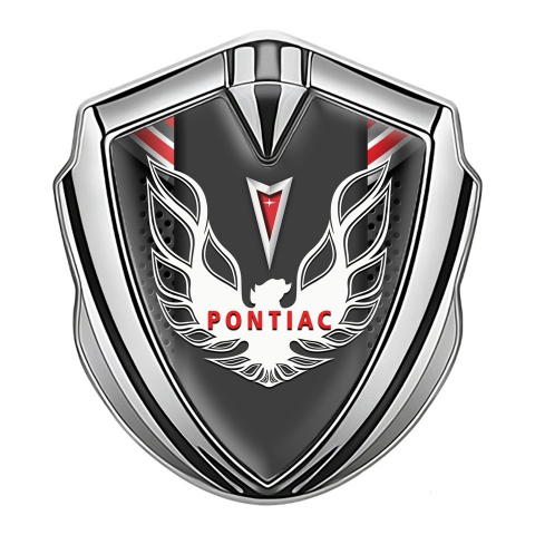 Pontiac Firebird Emblem Car Badge Silver Red Elements White Red Logo