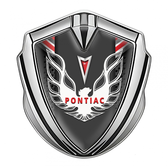 Pontiac Firebird Emblem Car Badge Silver Red Elements White Red Logo