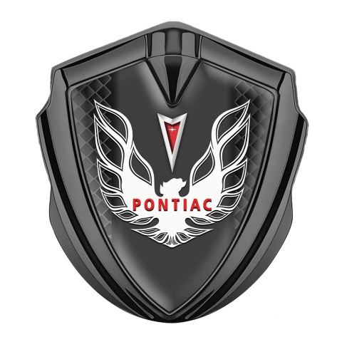 Pontiac Firebird Emblem Silicon Badge Graphite Black Squares White Red Logo
