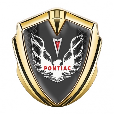 Pontiac Firebird Emblem Silicon Badge Gold Black Squares White Red Logo