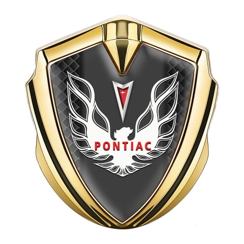 Pontiac Firebird Emblem Silicon Badge Gold Black Squares White Red Logo