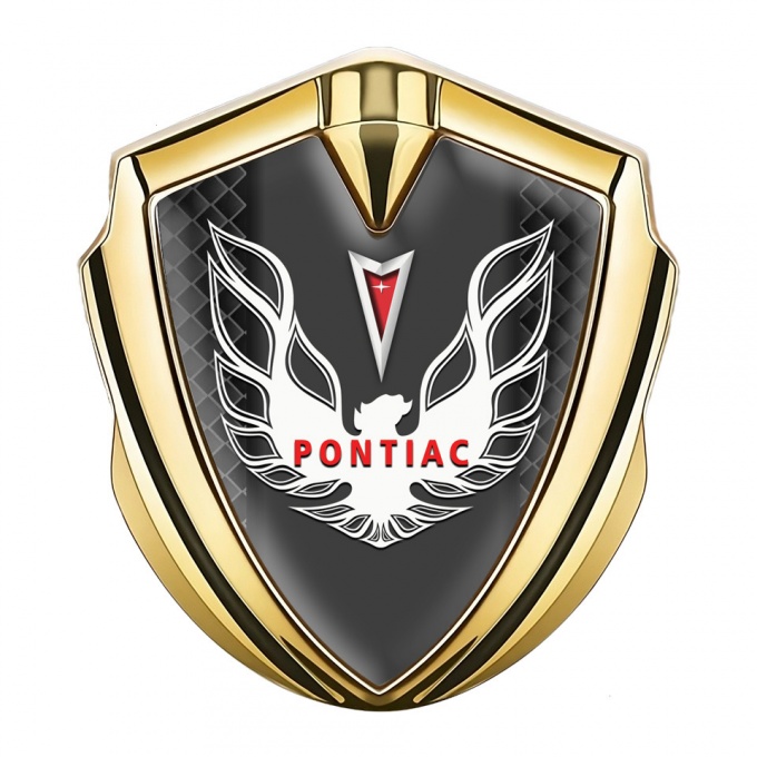 Pontiac Firebird Emblem Silicon Badge Gold Black Squares White Red Logo