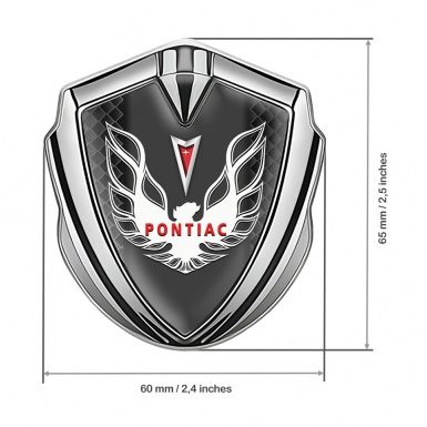 Pontiac Firebird Emblem Silicon Badge Silver Black Squares White Red Logo