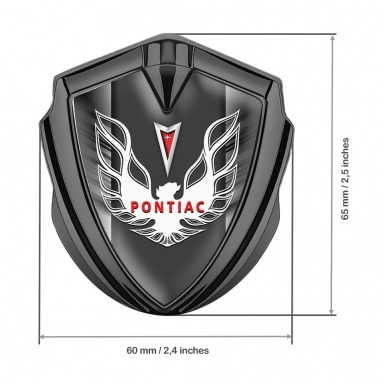Pontiac Firebird Metal Domed Emblem Graphite Grey Stripes White Red Logo
