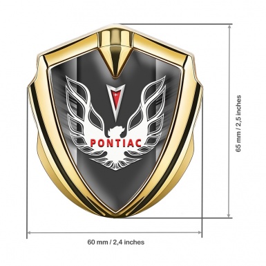 Pontiac Firebird Metal Domed Emblem Gold Grey Stripes White Red Logo