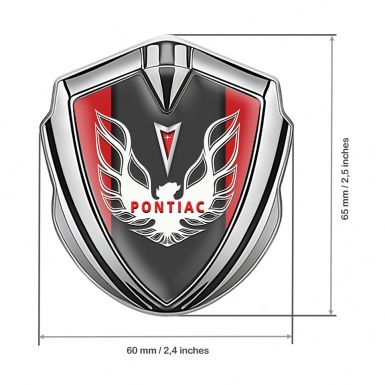 Pontiac Firebird Badge Self Adhesive Silver Crimson Frame White Red Logo