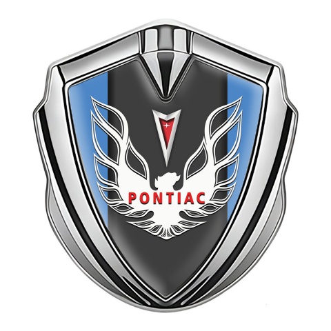 Pontiac Firebird Metal Emblem Badge Silver Sky Frame Red White Logo