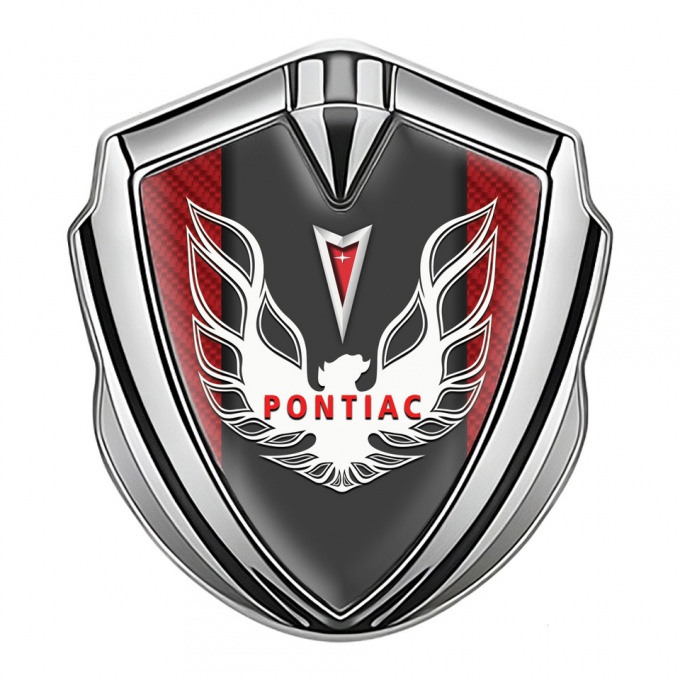Pontiac Firebird Silicon Emblem Badge Silver Red Carbon Red White Logo