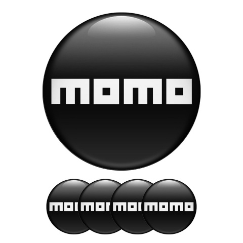 Momo Domed Stickers for Wheel Center Cap Black White