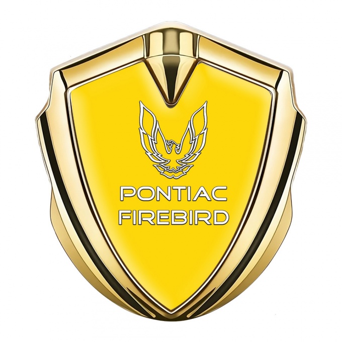 Pontiac Firebird Emblem Trunk Badge Gold Yellow Base Dark Outline Logo