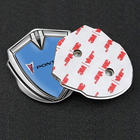 Pontiac Emblem Metal Badge Silver Glacial Blue Classic Logo Edition