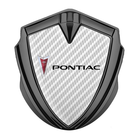 Pontiac Emblem Badge Self Adhesive Graphite White Carbon Classic Logo Motif