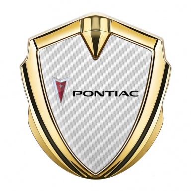 Pontiac Emblem Badge Self Adhesive Gold White Carbon Classic Logo Motif